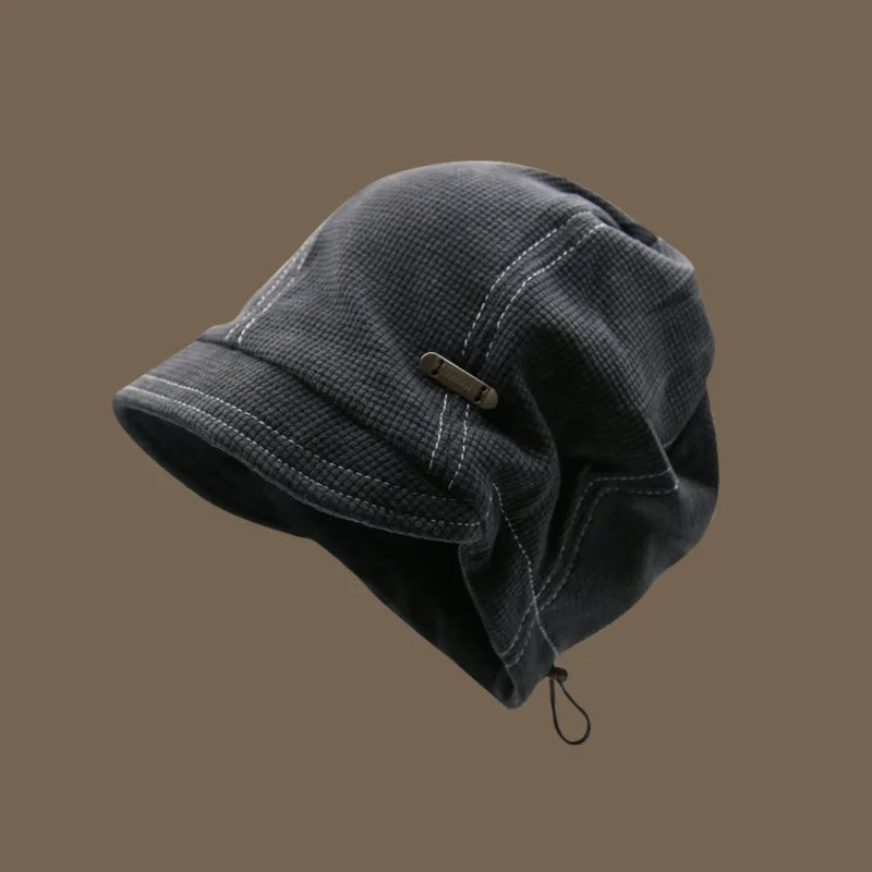 Autumn Winter Tide Punk Small Brimmed Drawstring Knitted Stacked Hat