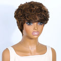 Mannequin head with a brown wig on a white background, Obroi