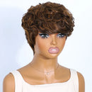 Mannequin head with a brown wig on a white background, Obroi