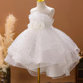 Spring and Summer Girls Decal Sequin Sleeveless Mesh Trailing Princess Dress Wedding Flower Girl Dress