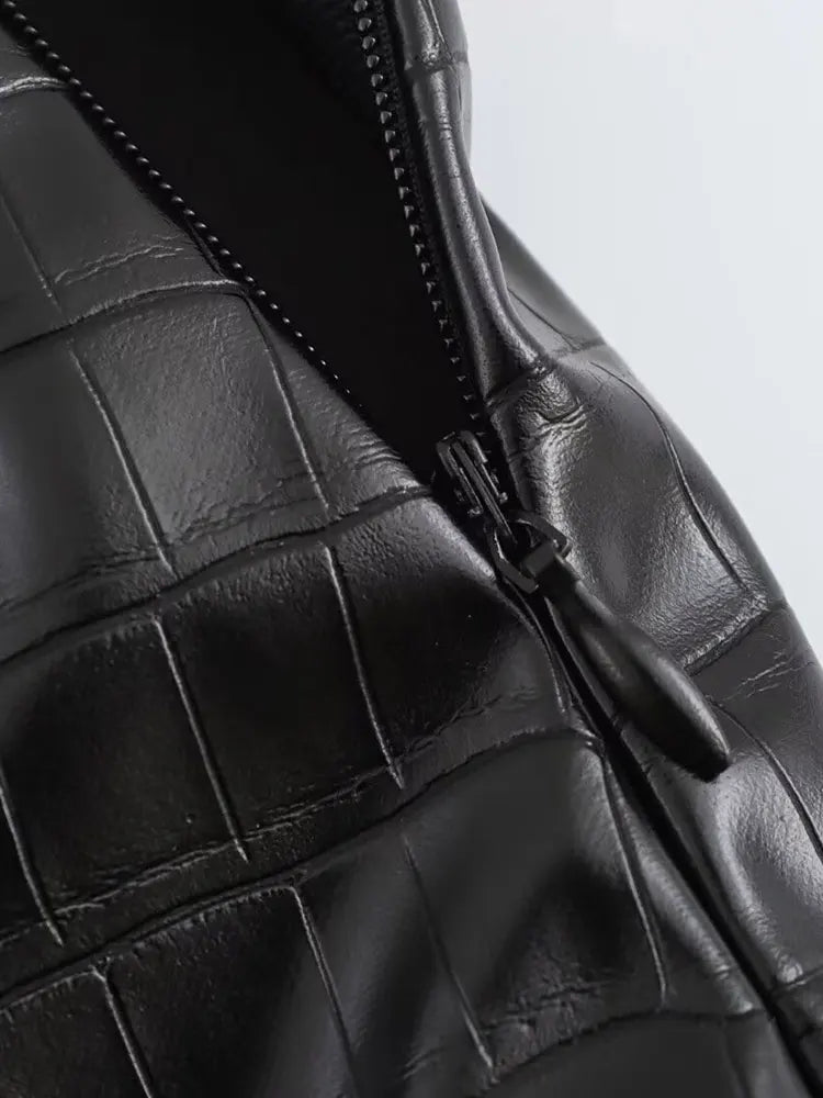 Winter Woman Artificial Leather Mini Skirt Pocket Skirts For Women Streetwear Casual Short Skirts