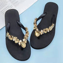 Comfortable Beach Shoes Non-slip Soft Bottom Casual Flip-flops Rhinestone Chain Flat Slippers