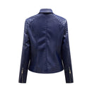 Leather Jackets for Women Twill Leather Short Coat Ladies Lapel Motorcycle