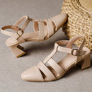 Women's Sandals Summer Toe Casual Medium Heel Straps Party Shoes