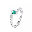 Sterling Silver Created Carat Emerald Gemstone Birthstone Wedding Engagement Ring Fine Jewelry