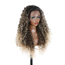 13x4 Curly Lace Front Wig 22 Inches Pre Plucked Pre Cut Water Wave Lace Wigs For Women Ombre Brown Wigs