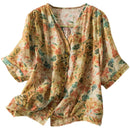 Summer Blouse Shirt Short Sleeve V-Neck Button Elegant Office Ladies Women Casual Loose Tops Elegant