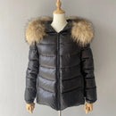 Women's Down Jacket Winter Thicken Warm White Duck Down Coat With Real Fur Collar Ladies Hooded Jacket