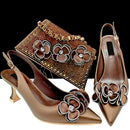 Women's Pointed Toe Shoes and Bag Flower Decoration Simple and Elegant Party Style Suitable for Party and Daily Use