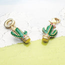 Green Cactus Gold Plated Pendants Charm For Jewelry Making Solid 925 Sterling Silver Gift For Women Men