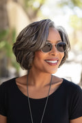 Gray Color 4x4 Lace Closure Human Hair Wigs For Women Mix Silver Lace Closure Wigs Pre Plucked 8 Inches Short BOB Wigs