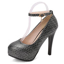 Summer Punk Women Pumps Round Toe Strange Heels 3.5cm Platform Ankle Strap Buckle