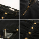 Women Jean Skirt With Belt High Waist Ruched Front Bodycon Skirt