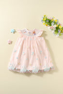 Baby Girls Summer Embroidery Cartoon Pink Dress Princess Kids Sweet Cute Dress
