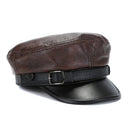 Brown leather cap with a black visor on a white background, Obroi