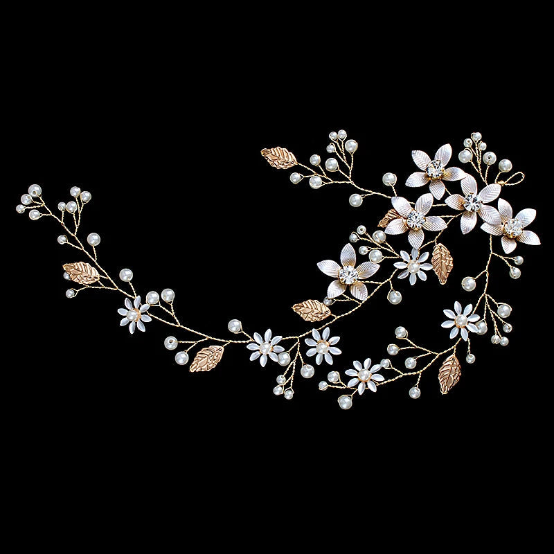 Handmade Blossom Headpiece Wedding Pearls Headbands Bridal Jewelry Hair Accessories for Women Hairstyle