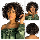 Curly Bob Human Hair Wig with Bangs, Short Deep Wave Wig for Women