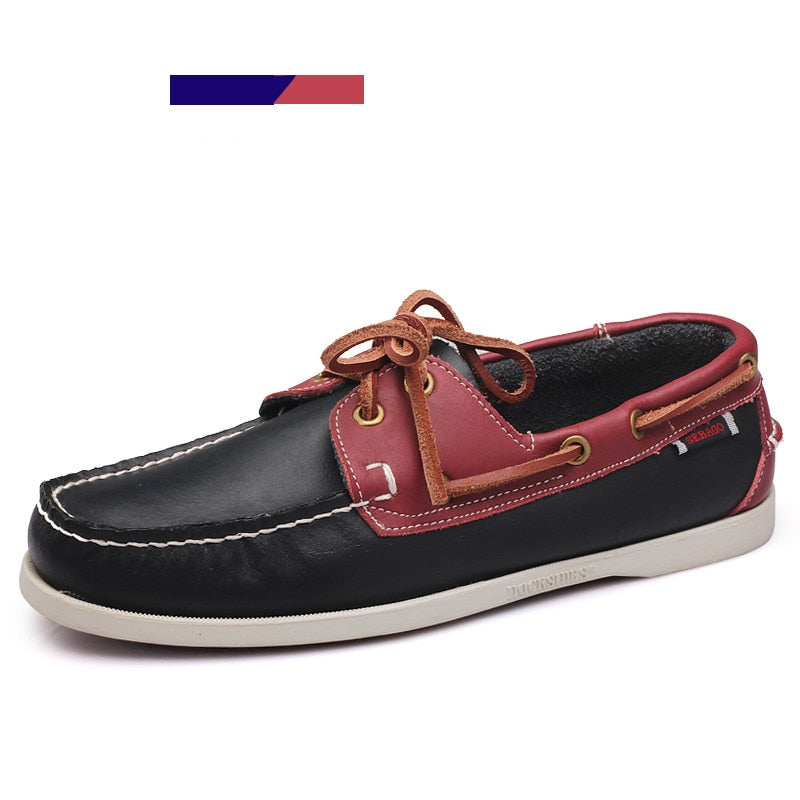 Men Casual Shoes Fashion Leather Docksides Boat Shoes British Style Lace Up Men Loafers Men Breathable Handmade