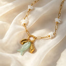 Ocean Wind Shell Pendant Necklace for Women Paper Clip Chain Necklace Summer Beach Vacation Jewelry Gift