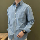 Denim Shirt Long Sleeve Shirt Retro Shirt British Versatile Casual Shirt