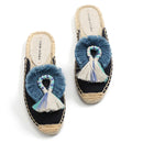 Women's Slippers Espadrilles Fluffy Ball Mule Slides Shoes Outside Spring women sandals