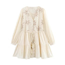 Flower Embroidered Mini Dress Women Tassel Pleated Short Dresses for Woman Summer Beach Women Dress