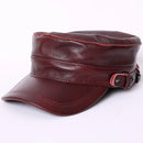 Brown leather cap with a strap on a white background, Obroi