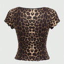 T-Shirts Summer Leopard Bowknot Round Neck Fit T-Shirts For Women