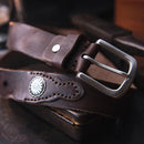 Leather Retro Luxury Designer Handmade Men's Belt Casual Jeans Soft Badge Rivet Leather Belt Strap