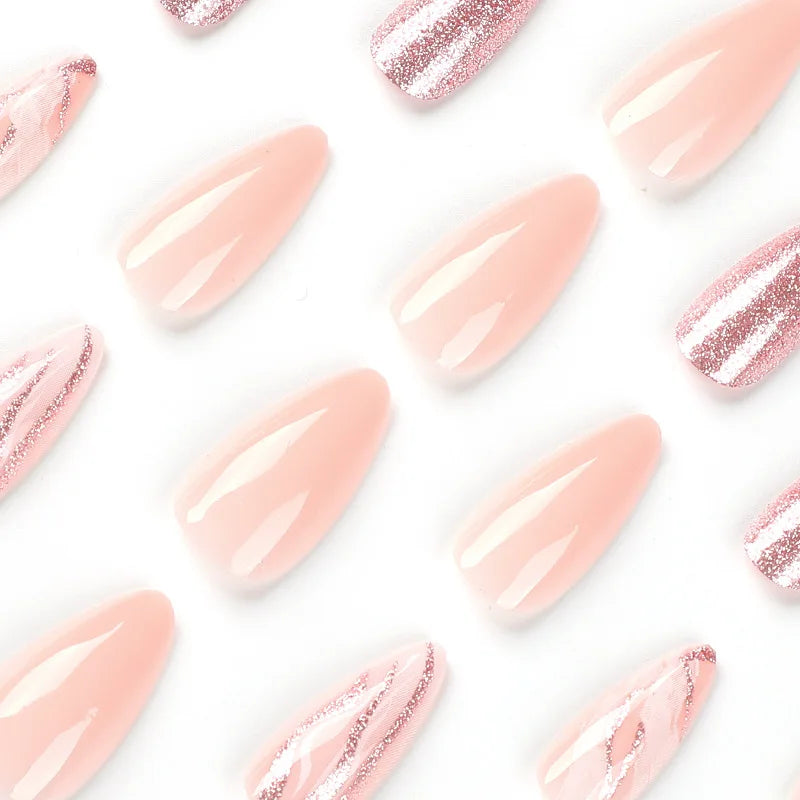 24 PCs Long Pieces of French Glitter Nail