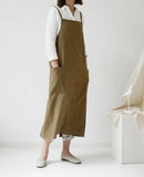 Floral Linen Adjustable Version Apron Advertising Bib Pocket Baking Kitchen