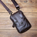 Leather Men Waist Bag Top Layer Casual Bag Wear Belt Vertical Shoulder Messenger Bag