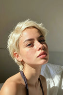 6 Inch Pixie Cut Human Hair Wig for Women – Short Blonde Straight Pixie Wig with Bangs Short Hair Natural Looking Wig