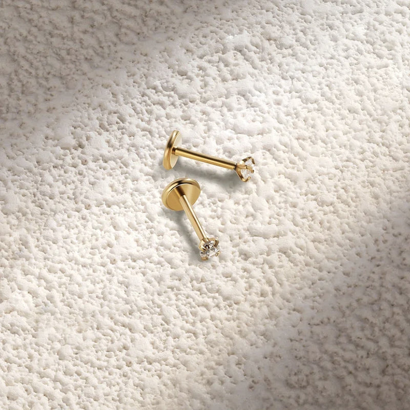2/8PCS Stainless Steel Stud Cartilage Piercing Jewelry Helix Tragus Lip Gold Tiny Earrings for Women