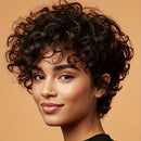 Short Water Wave Human Hair Wig with Bangs Short Pixie Cut Wigs Women Wigs