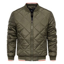 Autumn Winter Jacket Men Stand Collar Red Stripe Sleeve Zipper Casual Cotton Padded Coats