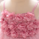 Baby Girls Pink Flower Fluffy Birthday Dress Kids Lace Summer Elegnat Evening Gown Party Dresses iInfant Floral Holiday Costumes