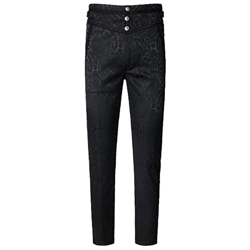 Men's Gothic Vampire Cosplay Costume Trousers Steampunk Dark Jacquard Victorian Trousers