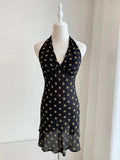Women Mini Dress Halter V-Neck Sleeveless Backless Strapless dress