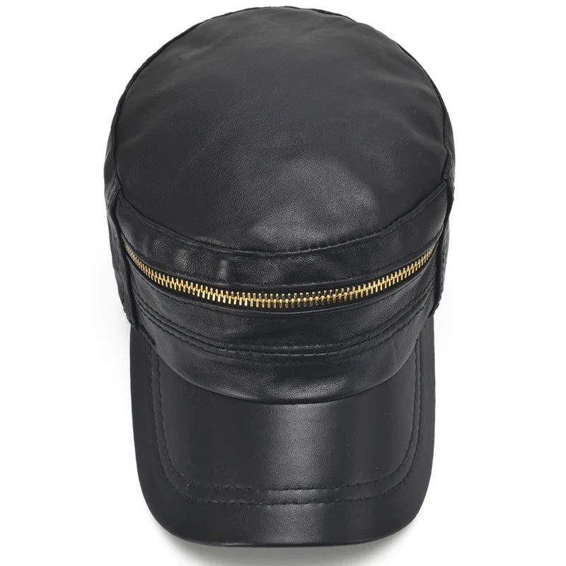 Men Vintage Adjustable Baseball Cap Leather snapback Hat Para Mens Trucker Caps Dad Hat winter warm hats