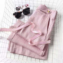 Women Cotton And Linen Wide Leg Pants Female Solid Fitting Straight Leg Trousers Ladies Leisure Flax Pantalons