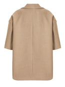 Women Khaki Shoulder Padded Casual Blazer Lapel Half Sleeve Jacket Tide Spring Autumn