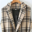 Spring Sleeveless Office Plaid Vest Coat Women Belt Long Vest Waistcoat Female Pockets Outerwear Long Vest Ladies Vintage