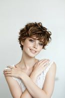Hightlight Short Straight Wig Pixie Cut Wig Remy Human Hair Wigs With Bangs For Daily Wear