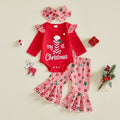 0-18M Lovely Baby Girls Christmas Clothes Sets Letters Romper with Plaid Pants Headband