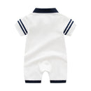 Summer Newborn Romper 0-2Y Baby Boys Cotton Polo Collar Navy Style Bodysuit Infant Exquisite Embroidery Leisure Wears
