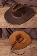 Handcraft Shapeable Western Hat Leather Retro Knight Cap British Outdoor Horse Riding Hat