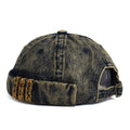Vintage-style distressed denim cap on a white background, Obroi