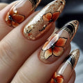 24pcs/set Medium long nails flowers for summer season gradient press on nails