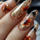 24pcs/set Medium long nails flowers for summer season gradient press on nails